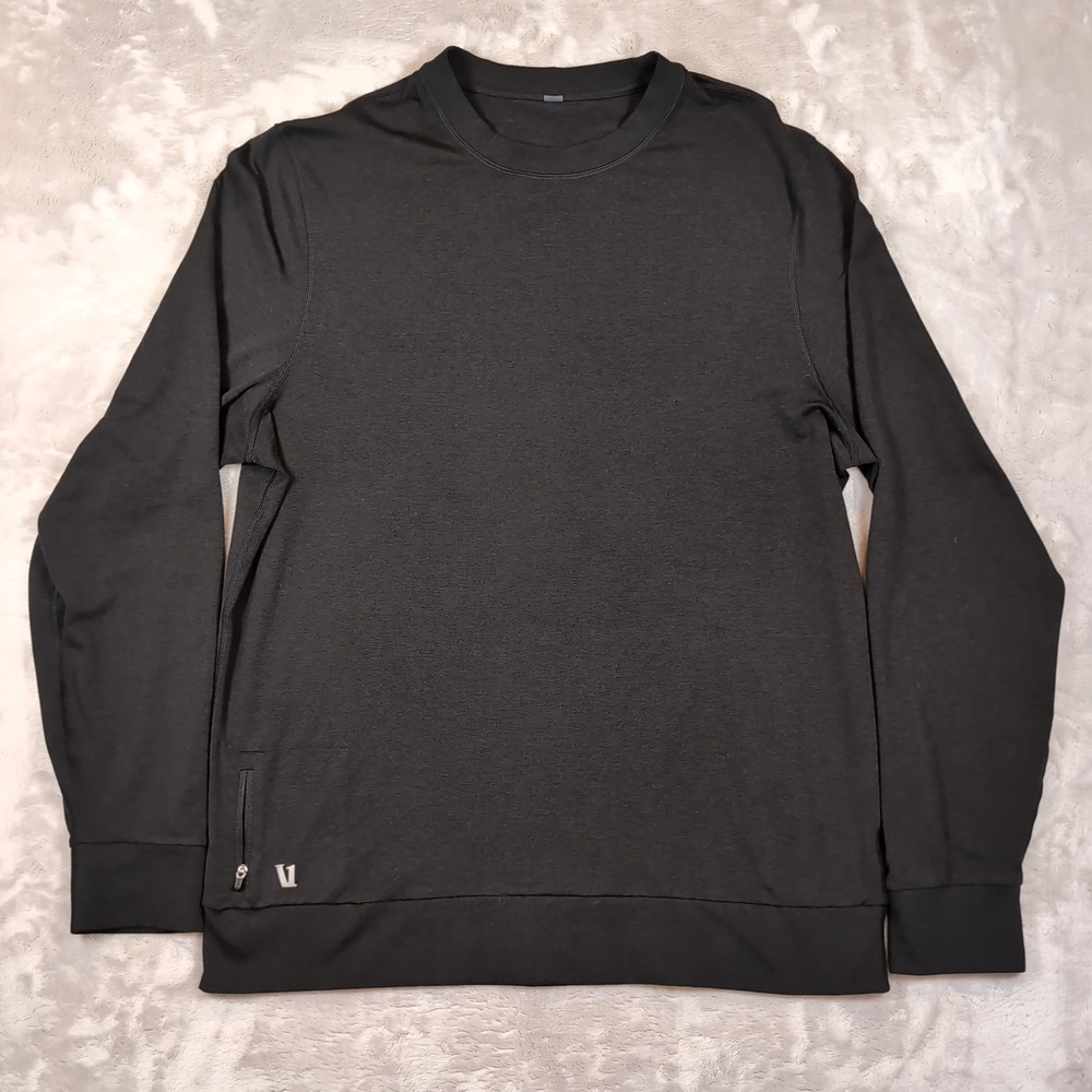Vuori Ponto Performance Crew Mens L Black Long Sleeve Pullover‎ Athletic Shirt